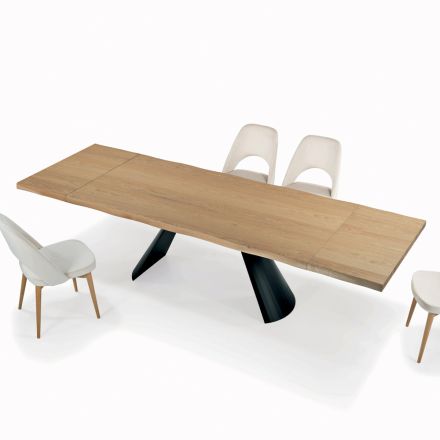 Table Extensible avec Bord Écorcé Irrégulier Fabriquée en Italie - Verres Viadurini