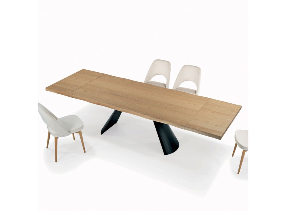 Table Extensible avec Bord Écorcé Irrégulier Fabriquée en Italie - Verres Viadurini