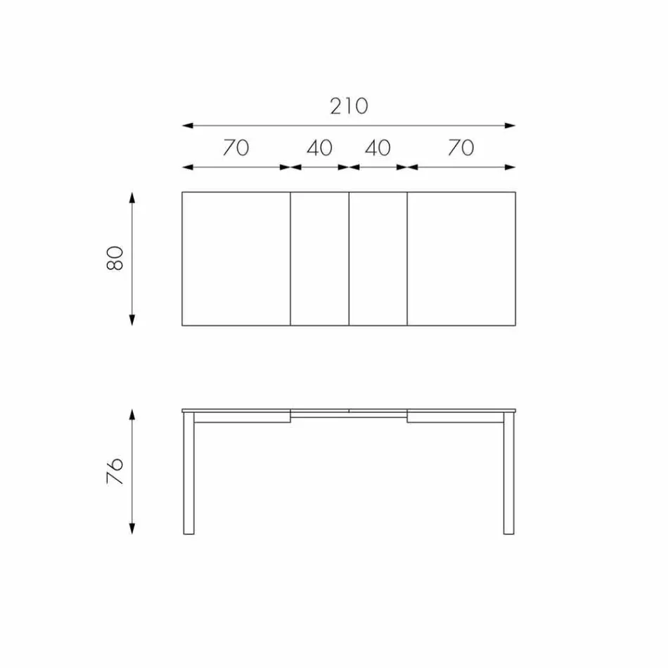 Table extensible avec pieds en hêtre, L130 / 210xP80cm, Denisio Viadurini