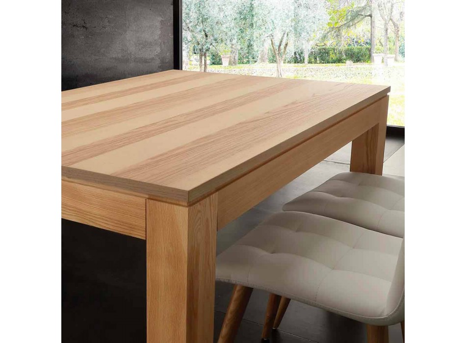 Table extensible avec pieds en bois massif et plateau en latté Indiana Viadurini