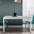 Table extensible avec pieds en métal blanc et plateau en mélamine - Shaila Viadurini