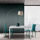 Table extensible avec pieds en métal blanc et plateau en mélamine - Shaila Viadurini