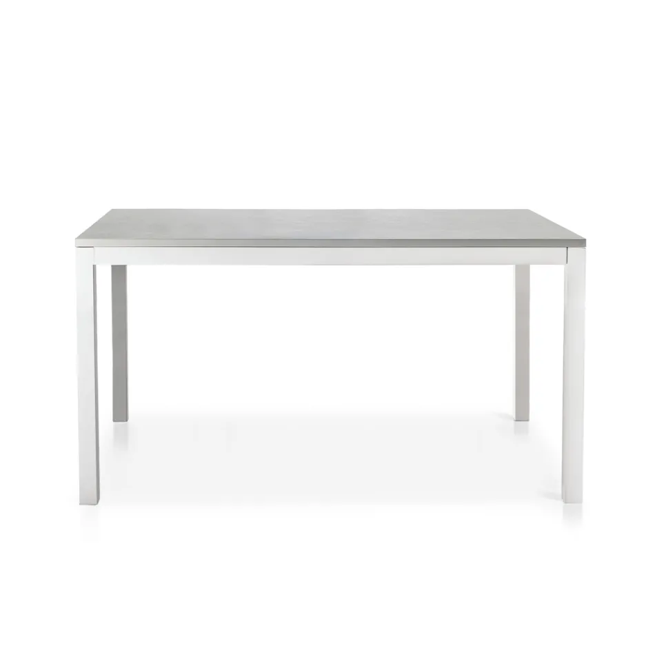 Table extensible avec pieds en métal blanc et plateau en mélamine - Shaila Viadurini