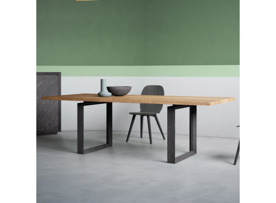 Table Extensible avec Plateau et Bord Écorcés Fabriquée en Italie - Aravis Viadurini