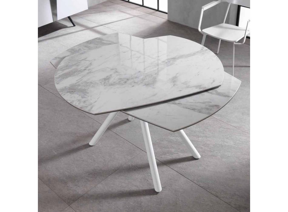 Table à rallonge avec plateau en céramique et pieds en métal, Lozzolo Viadurini