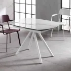 Table à rallonge avec plateau en céramique et pieds en métal, Lozzolo Viadurini