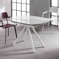 Table extensible avec plan en céramique et pieds en métal Lozzolo