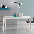 Table Extensible avec Plateau en Mélamine Ciment Blanc Glacé - Ariel