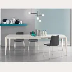 Table Extensible avec Plateau en Mélamine Ciment Blanc Glacé - Ariel Viadurini