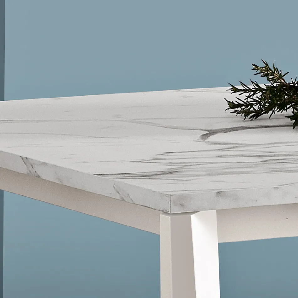 Table extensible avec plateau en mélamine et base en métal - Ariel Viadurini