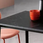 Table Extensible avec Plateau Mélamine Marbre et Pieds Anthracite - Ariel Viadurini