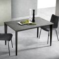 Table Extensible avec Plateau Mélamine Marbre et Pieds Anthracite - Ariel