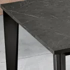 Table Extensible avec Plateau Mélamine Marbre et Pieds Anthracite - Ariel Viadurini