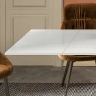 Table extensible avec plateau en verre blanc mat fabriquée en Italie - Settimmio Viadurini