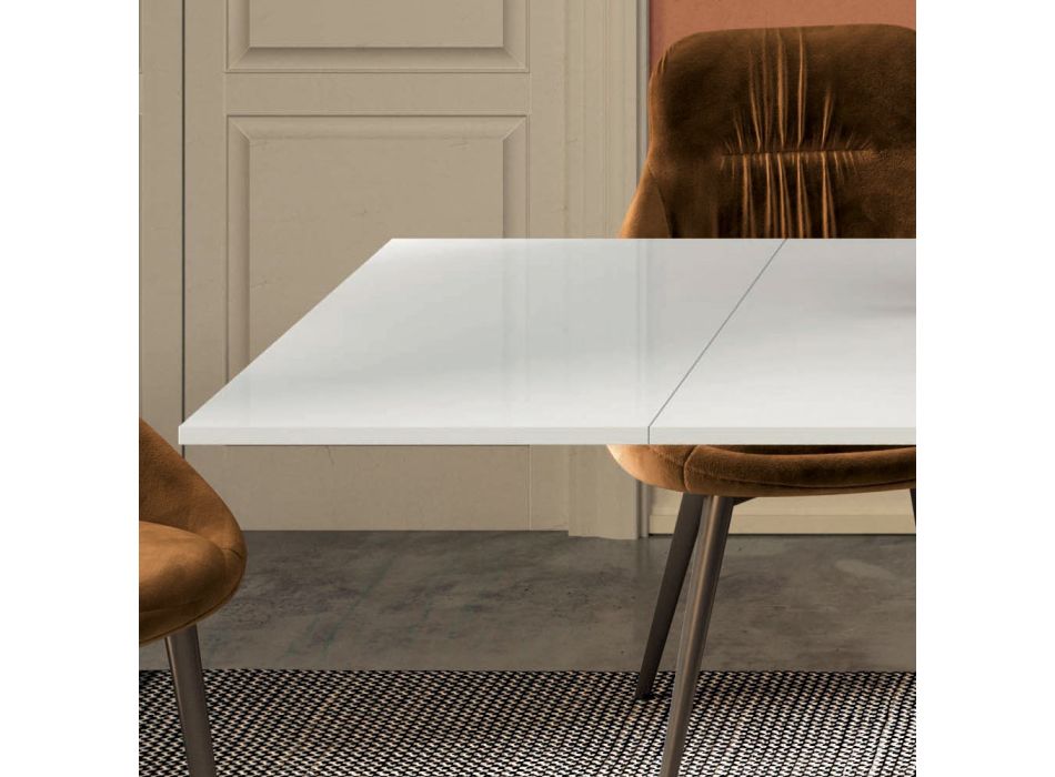 Table extensible avec plateau en verre blanc mat