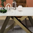 Table extensible avec plateau en verre blanc mat fabriquée en Italie - Settimmio Viadurini