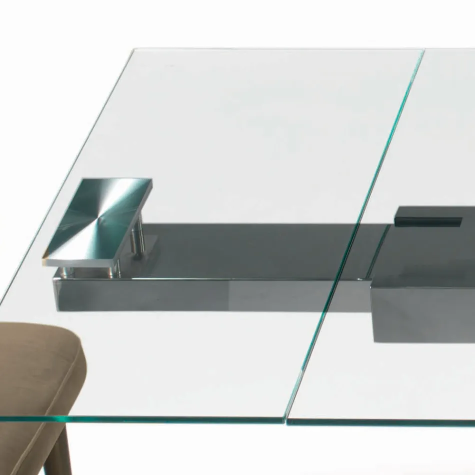 Table extensible avec plateau en verre fabriquée en Italie - Equatore Viadurini