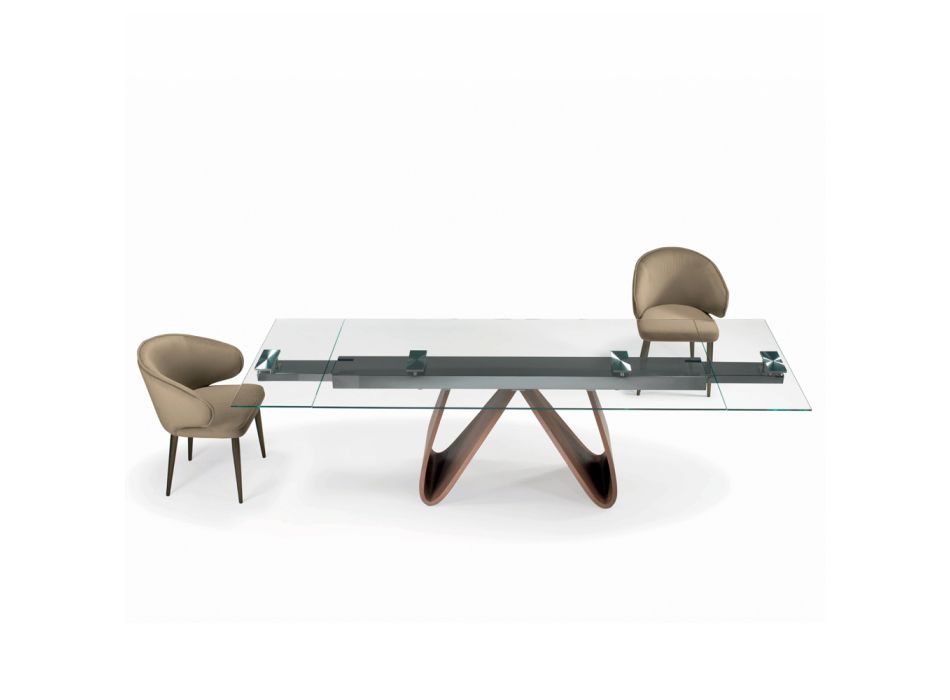 Table extensible avec plateau en verre