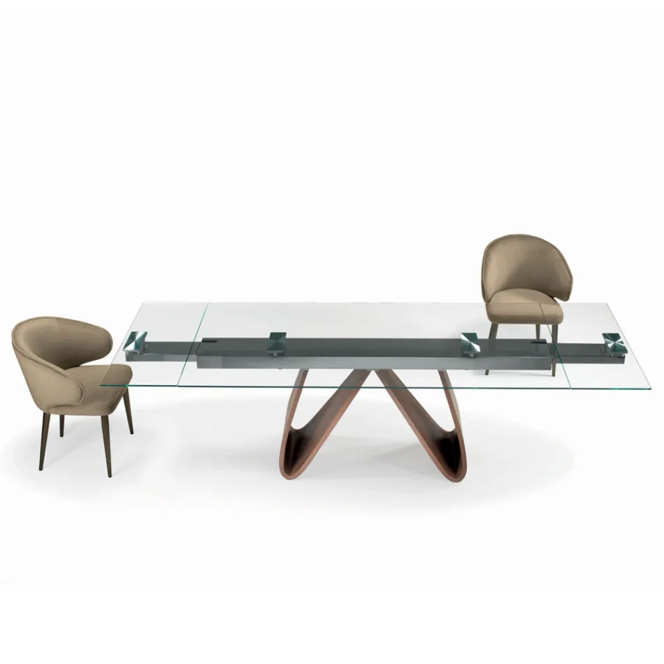Table extensible avec plateau en verre fabriquée en Italie - Equatore Viadurini