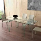 Table extensible Lord avec plateau en verre trempé Viadurini
