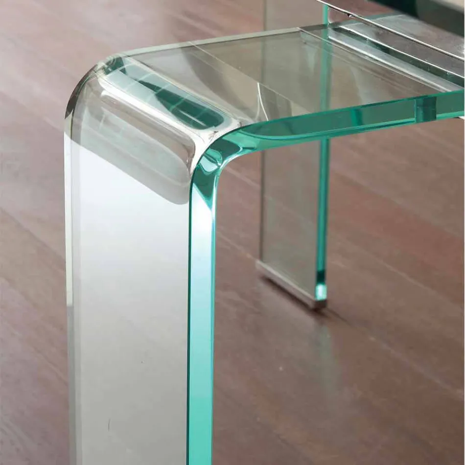 Table extensible Lord avec plateau en verre trempé Viadurini