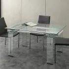 Table extensible Lord avec plateau en verre trempé Viadurini