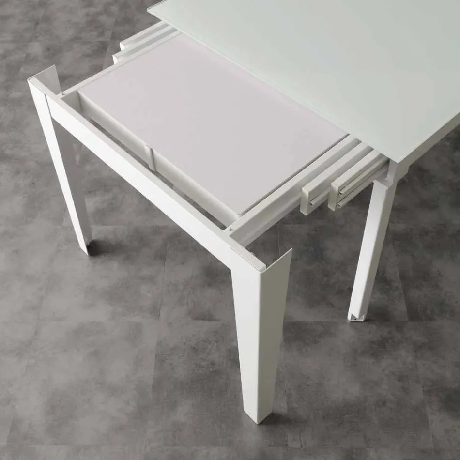 Table extensible avec plateau en verre trempé moderne Baltimora Viadurini