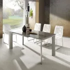 Table Zeno avec peint taupe plateau en verre trempé Viadurini