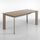 Table Zeno avec peint taupe plateau en verre trempé Viadurini