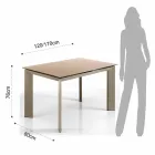 Table Zeno avec peint taupe plateau en verre trempé Viadurini
