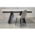Table extensible de 180 à 260 cm en grès cérame finition Calacatta - Vortex Viadurini