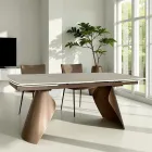 Table extensible de 180 à 260 cm en grès cérame finition Calacatta - Vortex Viadurini