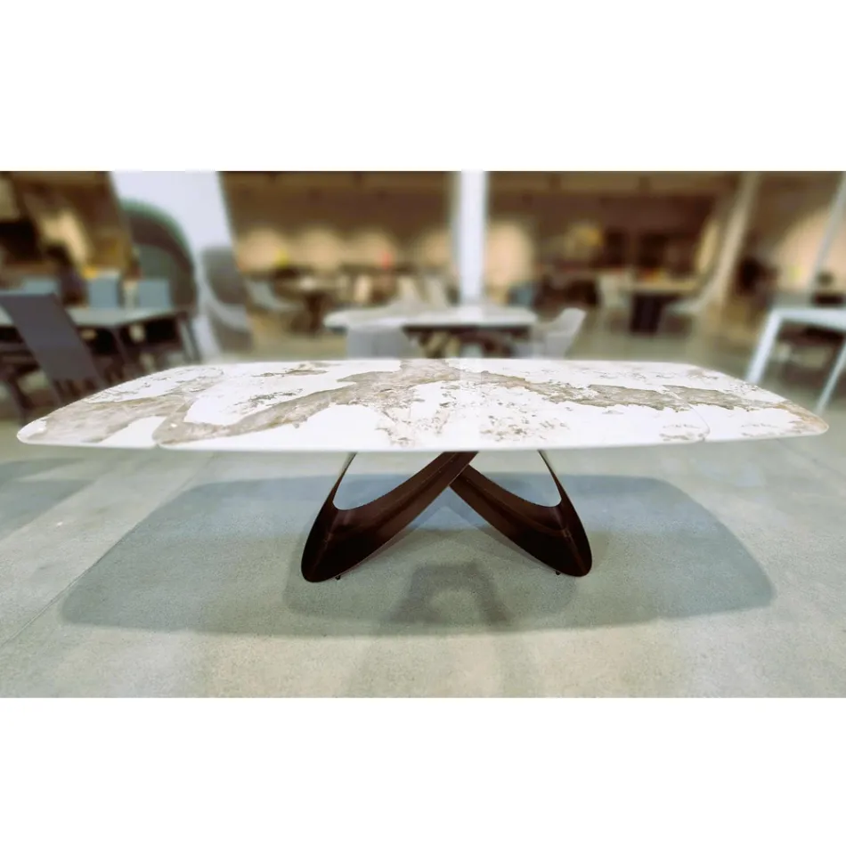 Table extensible de 180 à 260 cm en grès fritté finition Pandora - Orion Viadurini