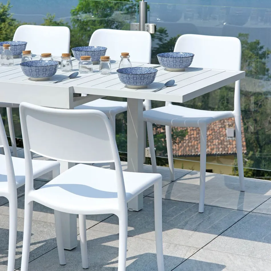 Table d'extérieur extensible avec plateau à lamelles en aluminium - Supernova Viadurini