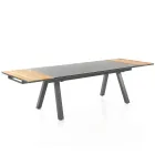 Table d'extérieur extensible en aluminium anthracite et plateau en verre - Aimer Viadurini