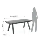 Table d'extérieur extensible en aluminium anthracite et plateau en verre - Aimer Viadurini