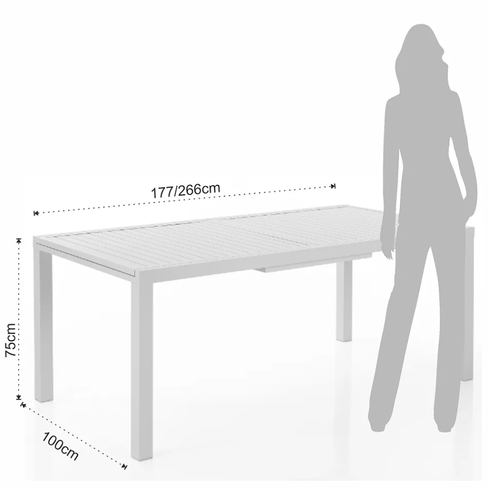 Table de jardin extensible avec plateau et base en aluminium blanc - Parler Viadurini