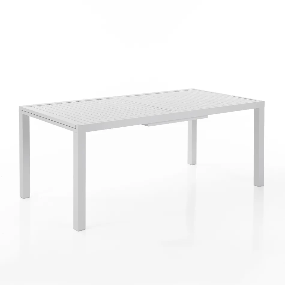 Table de jardin extensible avec plateau et base en aluminium blanc - Parler Viadurini