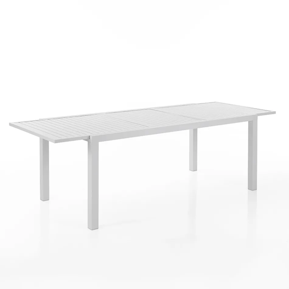 Table de jardin extensible avec plateau et base en aluminium blanc - Parler Viadurini
