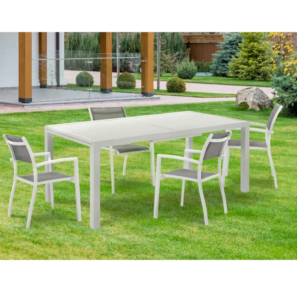 Table de jardin extensible avec plateau et base en aluminium blanc - Parler Viadurini
