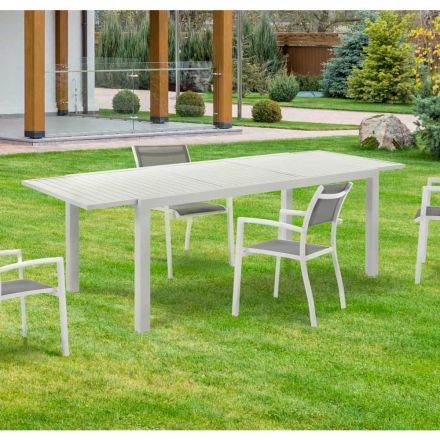 Table de jardin extensible avec plateau et base en aluminium blanc - Parler Viadurini