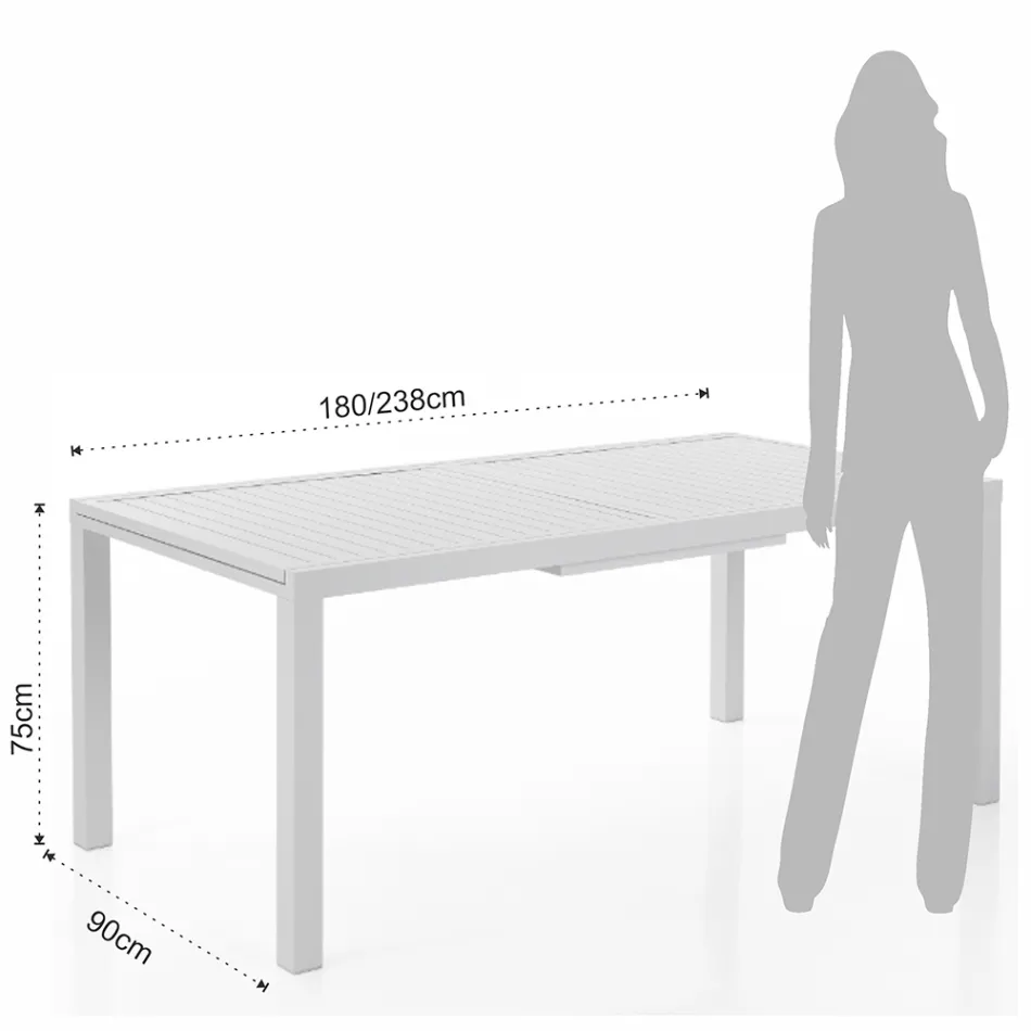 Table de jardin extensible avec plateau et base en aluminium blanc - Parler Viadurini
