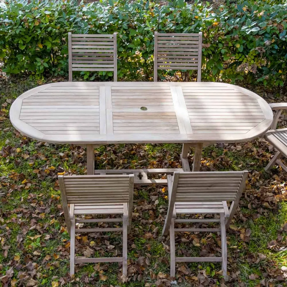 Table de jardin extensible en teck de différentes tailles - Yggdrasil Viadurini