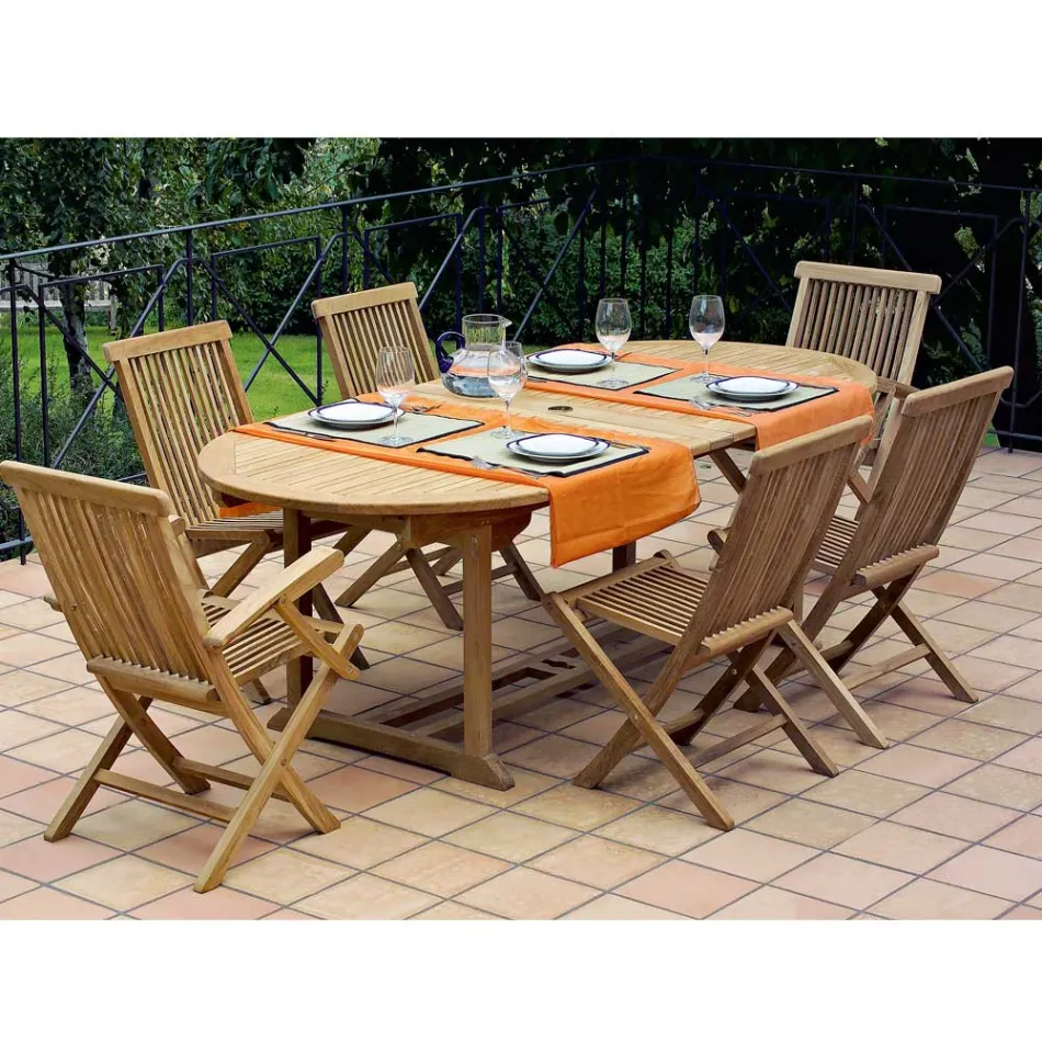 Table de jardin extensible en teck de différentes tailles - Yggdrasil Viadurini