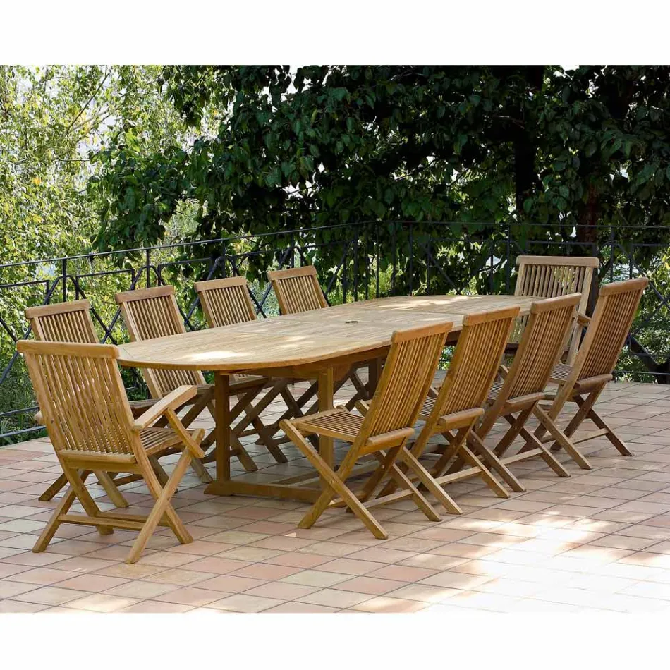 Table de jardin extensible en teck de différentes tailles - Yggdrasil Viadurini