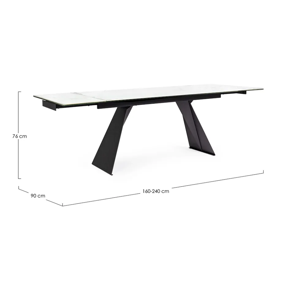 Table à Manger Extensible 240 cm Plateau Verre et Céramique - Barone Viadurini