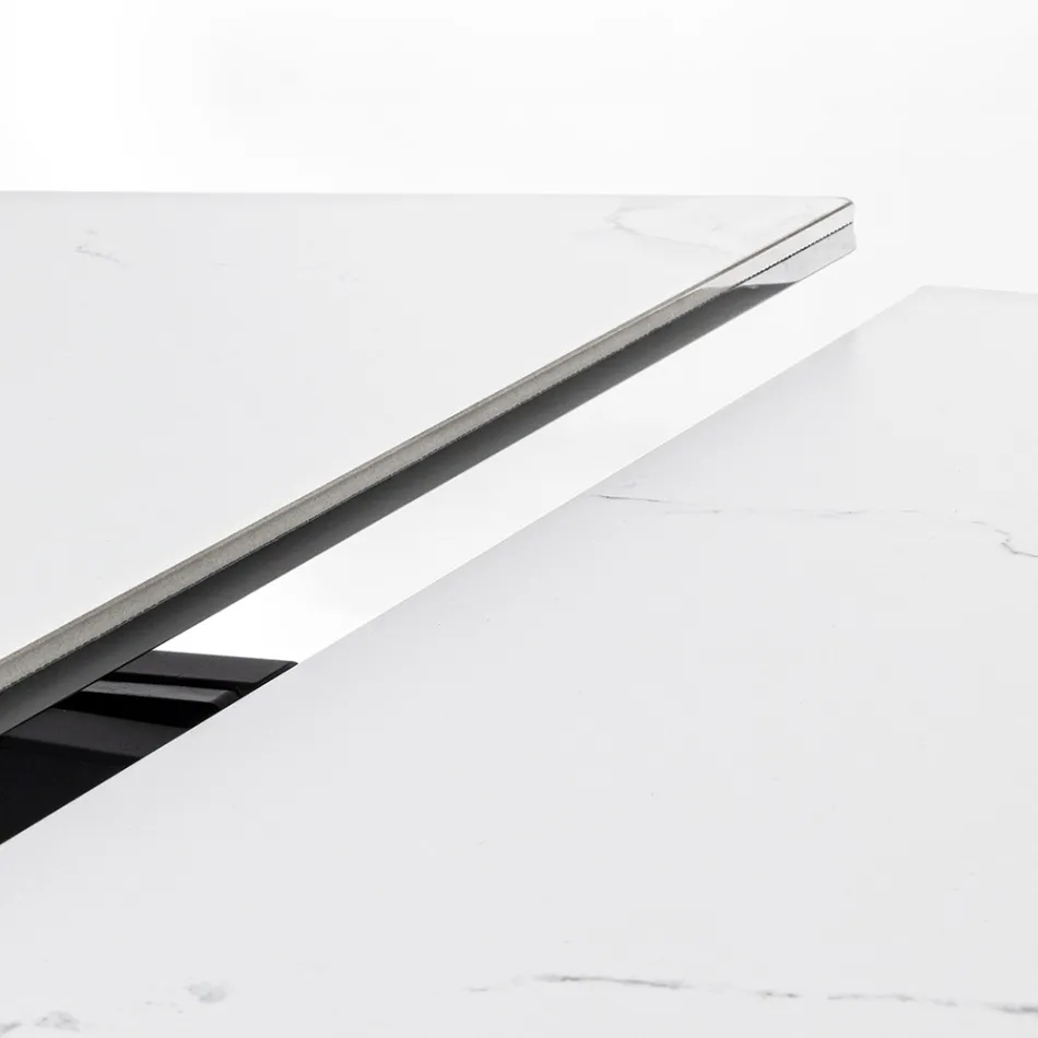 Table à Manger Extensible 240 cm Plateau Verre et Céramique - Barone Viadurini