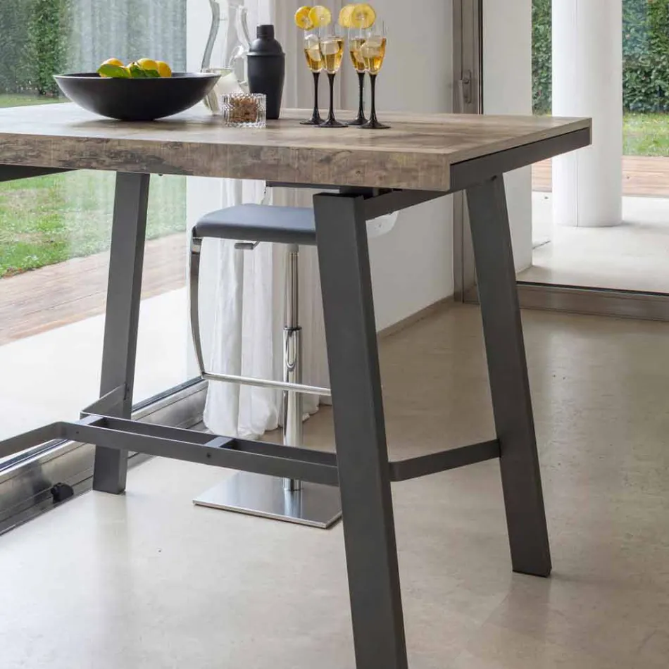 Table à manger extensible en bois et métal jusqu'à 280 cm - Gallotto Viadurini