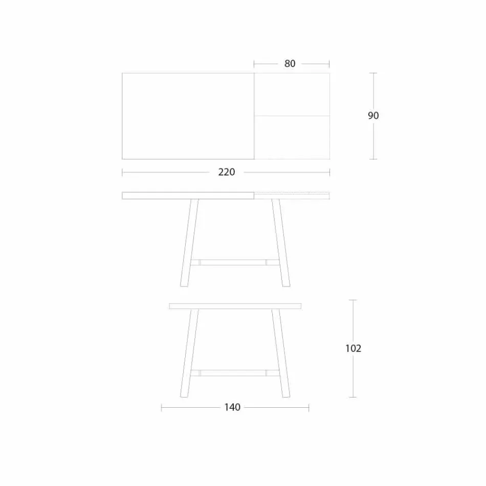 Table à manger extensible en bois et métal jusqu'à 280 cm - Gallotto Viadurini