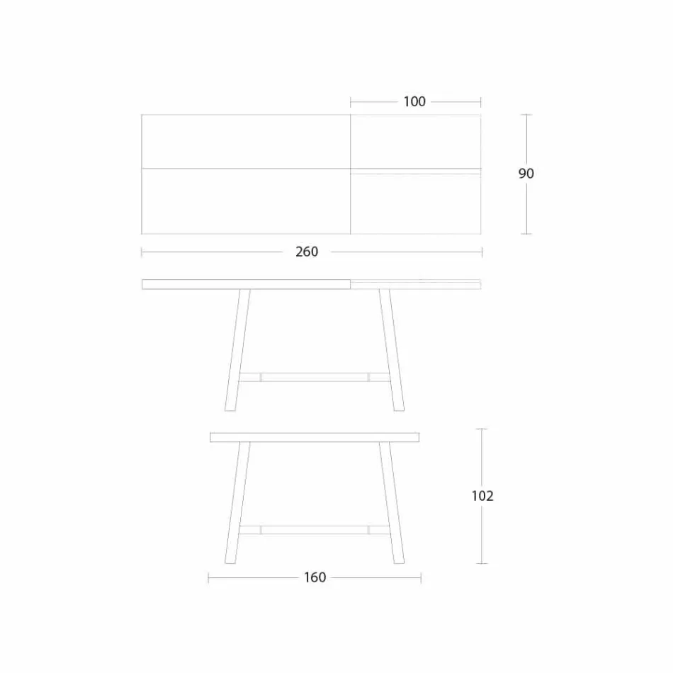 Table à manger extensible en bois et métal jusqu'à 280 cm - Gallotto Viadurini